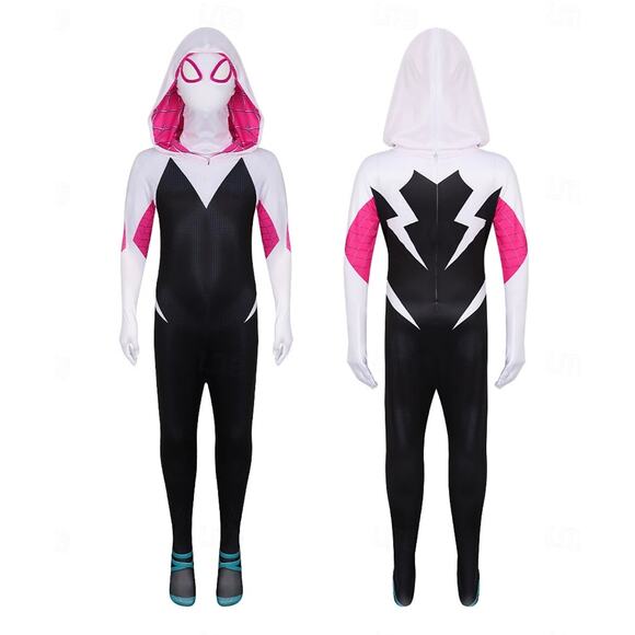 Spider Gwen Stacy Kids XS SpiderMan Cosplay comics hero Costume Jumpsuit NO MASK - Picture 1 of 5